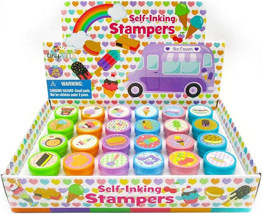 TINYMILLS 24 Pcs Ice Cream Stampers for Kids Birthday Party Favor Bag Fillers Valentine's Day Classroom Exchange Classroom Rewards Carnival Prizes