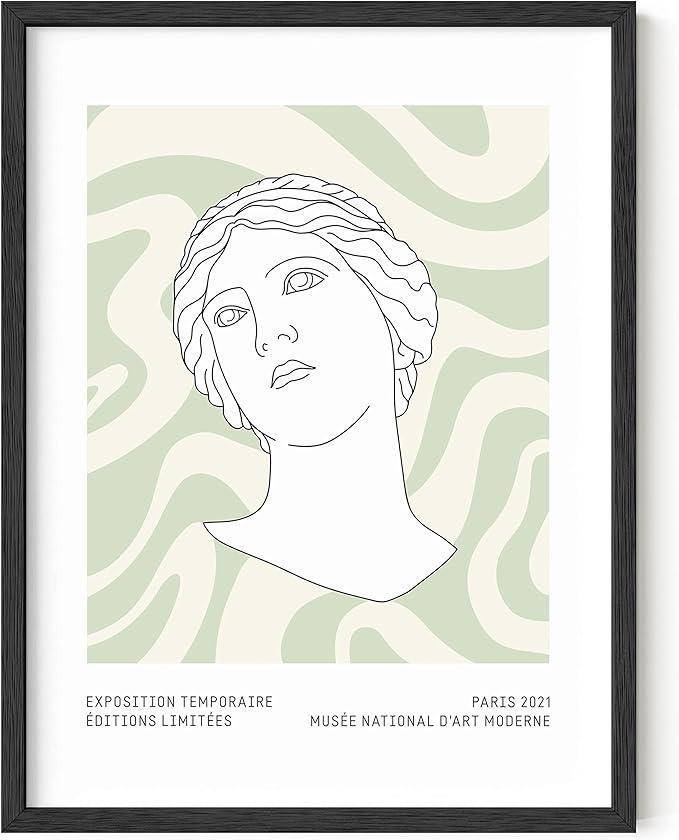 HAUS AND HUES Sage Green Aesthetic Wall Decor, Green Poster for Room, Relaxing Wall Art, Danish Pastel Poster (Black Framed, 12x16)