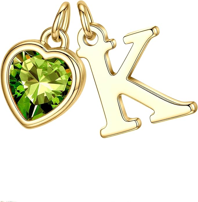 Turandoss Valentines Day Gifts for Her Trendy, Dainty 14K Gold Plated Initial A-Z Heart Birthstone Pendant Necklace Personalized Bridesmaid Birthday Valentines Jewelry Gifts for Women Girls