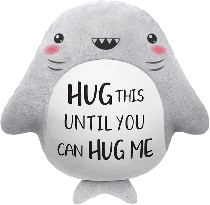 Christmas/Birthday Gifts for Girlfriend/Boyfriend, Long Remote Distance Relationship Gifts- Novelty Cute Shark Pillow- I Love Miss You Gift for Her/Him, 15”×15”