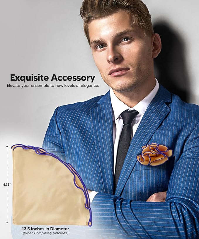 Premium Pre-Folded Four-Point Suit Pocket Square for Men with Sewn Pocket Fold