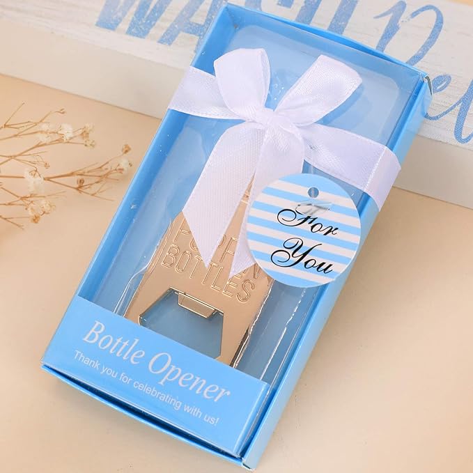 16 Pack Bottle Opener Baby Shower Favor For Guest,Cute Poppin Bottle Shaped Bottle Opener Favors for Baby Shower Souvenir Supplies and Decorations For Boy or Girl (Blue, 16)