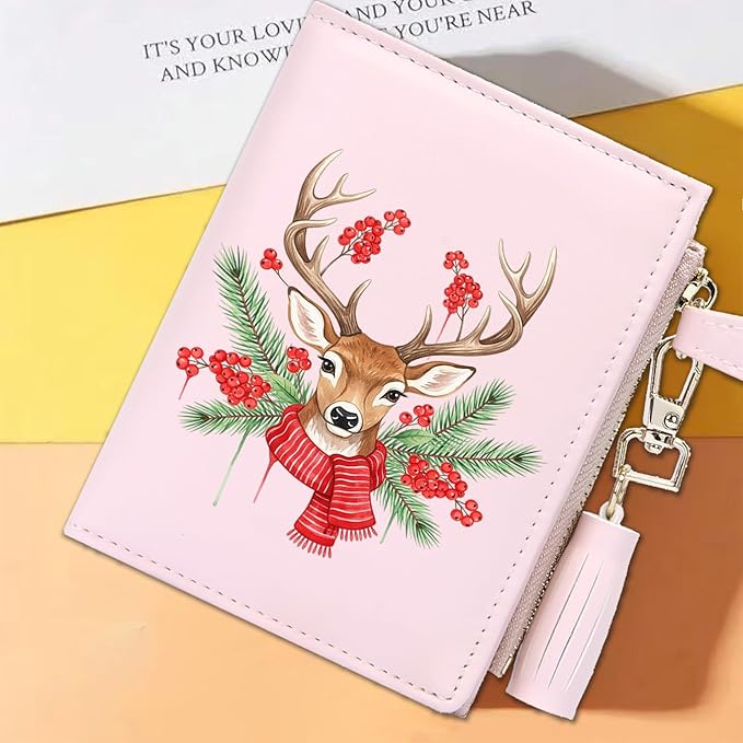 GEEAD Custom Design Small Wallets for Women Bifold Slim Coin Purse Zipper ID Card Holder for Christmas