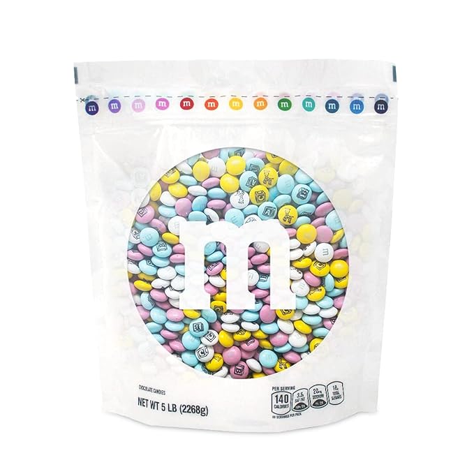 M&M'S World New Baby Milk Chocolate Candy 5lb Bag with Assorted M&M'S for Baby Showers Gender Reveal Parties and Newborn Gift Ideas