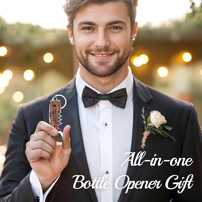 30PCS Personalized Rosewood Multifunctional Bottle Opener, Customized Favors Gifts for Wedding Birthday Party, Engraved Bottle Opener Keychains for Guest