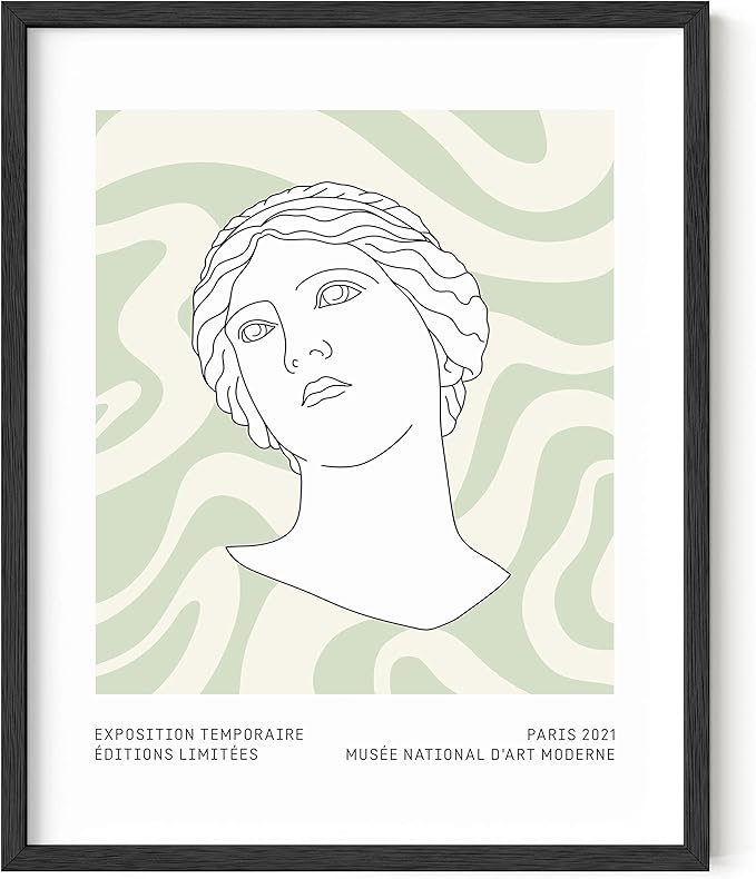 HAUS AND HUES Sage Green Wall Art, Aesthetic Green Posters, Danish Pastel Room Decor, Geometric Print (Black Frame, 16x20)