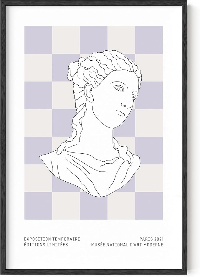 HAUS AND HUES Danish Pastel Purple Poster - Aesthetic Room Decor, Purple Picture Wall Decor, Danish Pastel Cute Poster (Black Frame, 24x36)