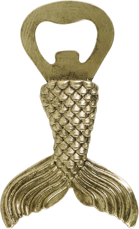Vintage Fish Tail Beer Bottle Opener Functional Bottle Opening Father's Day Christmas Birthday Gift for Men Husband Father Beer Lovers Funny Metal Decor for Homes Kitchen Man Cave, Gold