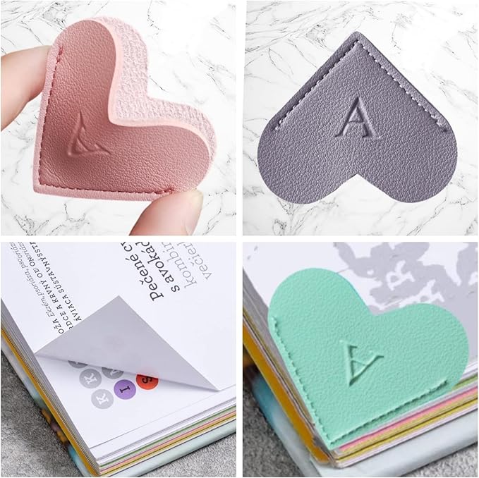 MOTEERLLU Personalized Leather Heart Bookmark with Initial, Cute Letters Custom Corner Book Mark for Reading Women, Teacher, Student, Book Lovers Gifts, Book Accessories (Pink, P)