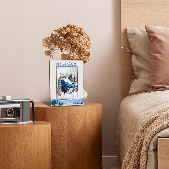 Alaska Picture Frame, Alaska Souvenirs, Tabletop Photo Frame for Honeymoon Vacation, Wedding, Family Vacations, Engagement, Cruise, Home Office Living Room Table Decorative Supplies-18