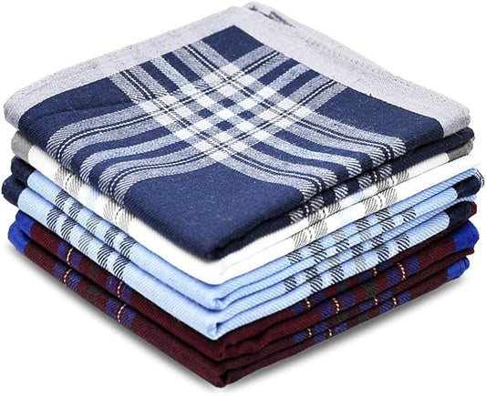 Zenssia Pure Cotton Men's Soft Handkerchiefs Assorted Color Pack of 6 Gift Set