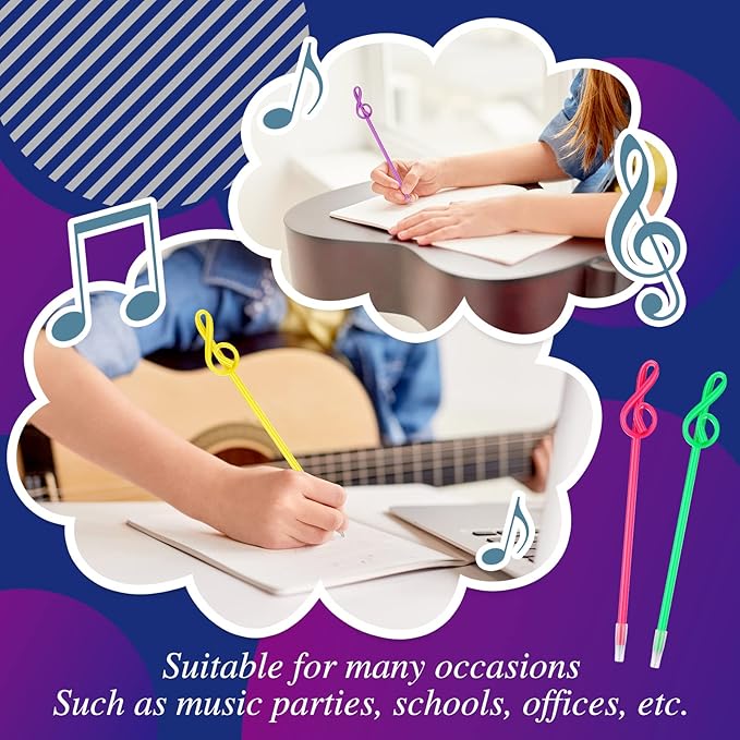 Lincia 100 Pcs Music Note Pens Bulk Musical Ballpoint Pens Music Themed Party Favors Novelty Musical Choir Prizes Gifts Piano Teacher Gift for Artists Office Decorative Supplies(Mixed Colors)