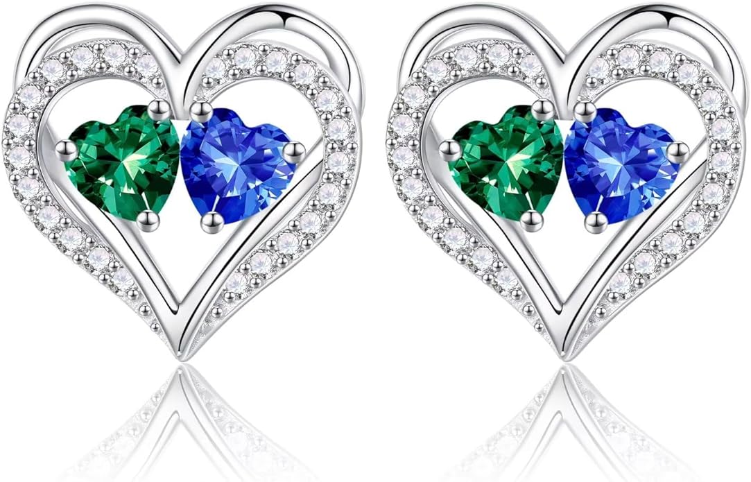 Iefil Valentines Day Gifts for Her - 925 Sterling Silver Birthstone Earrings, Anniversary Birthday Gifts for Women Wife Girlfriend Mom