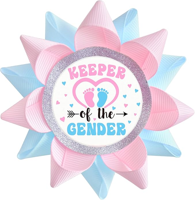 Keeper of The Gender Button Pins for Gender Reveal Party Decorations, Boy or Girl Gender Reveal Party, Baby Shower Decorations Supplies