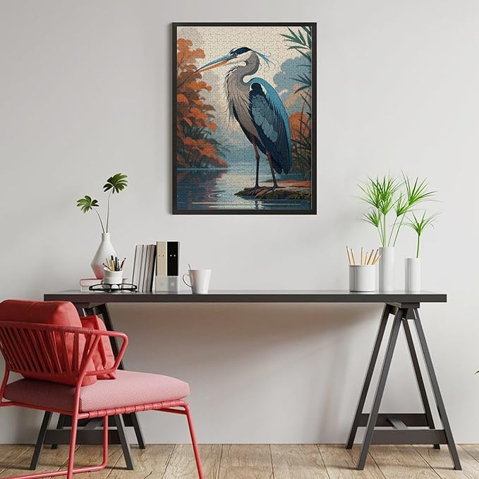 Jigsaw Puzzles for Adults 500 Piece - Blue Heron On The Water Themed Wooden Puzzles Challenge Puzzles，Educational Games，Family Puzzles，Unique Gifts for Wall Art ，Funny Puzzles