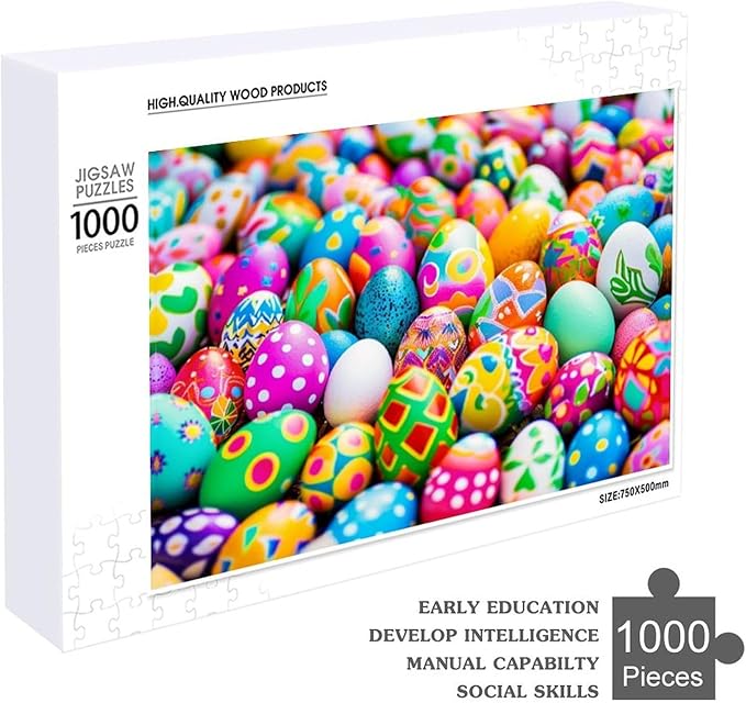 Wooden Puzzle - Easter Eggs Jigsaw Puzzles，Wooden Puzzles for Adults 1000 Pieces Challenge Puzzles，Educational Games，Family Puzzles，Unique Gifts for Wall Art,Funnny Puzzles