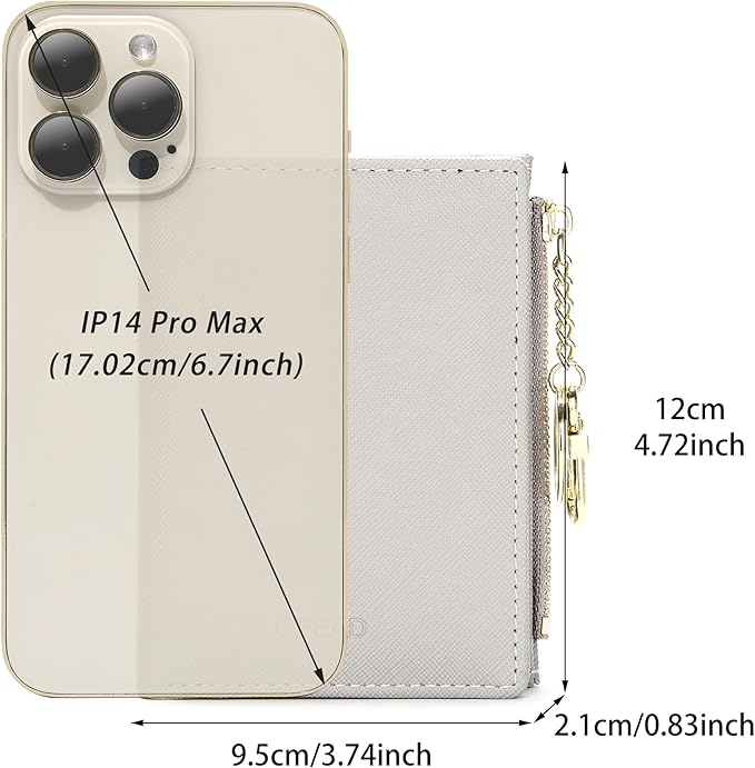 GEEAD Small Wallets for Women Bifold Slim Coin Purse Zipper ID Card Holder PU Leather Grey