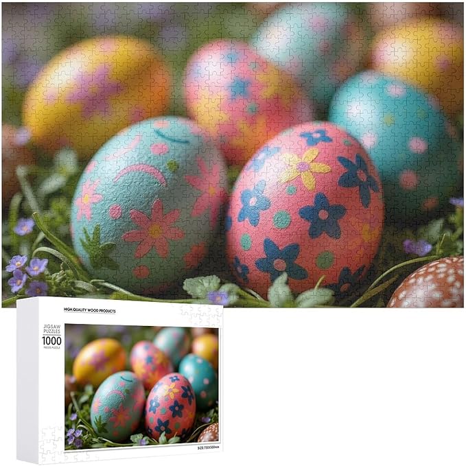 Wooden Puzzle - Easter Eggs Jigsaw Puzzles，Wooden Puzzles for Adults 1000 Pieces Challenge Puzzles，Educational Games，Family Puzzles，Unique Gifts for Wall Art,Funnny Puzzles