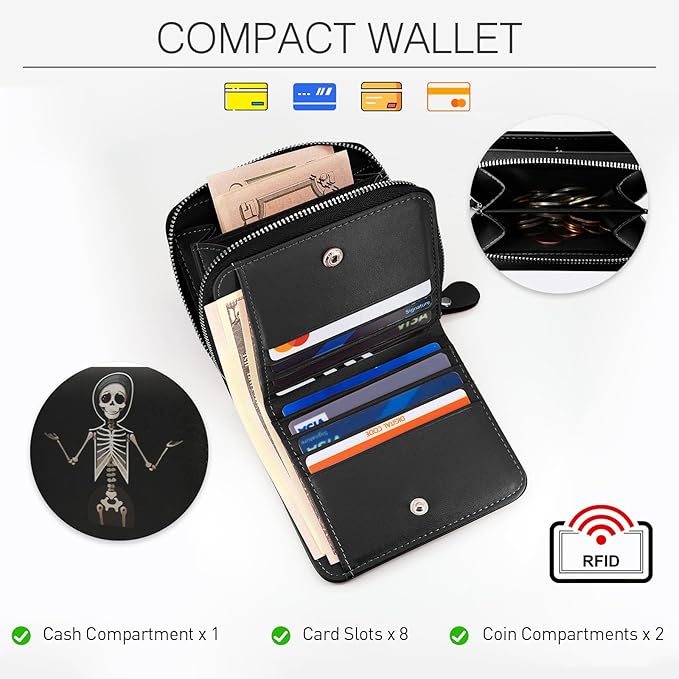 Genuine Small Wallet for Women, Slim RFID Blocking Credit Card Holder with ID Window, Compact Purses for Women with 24 Card Slots
