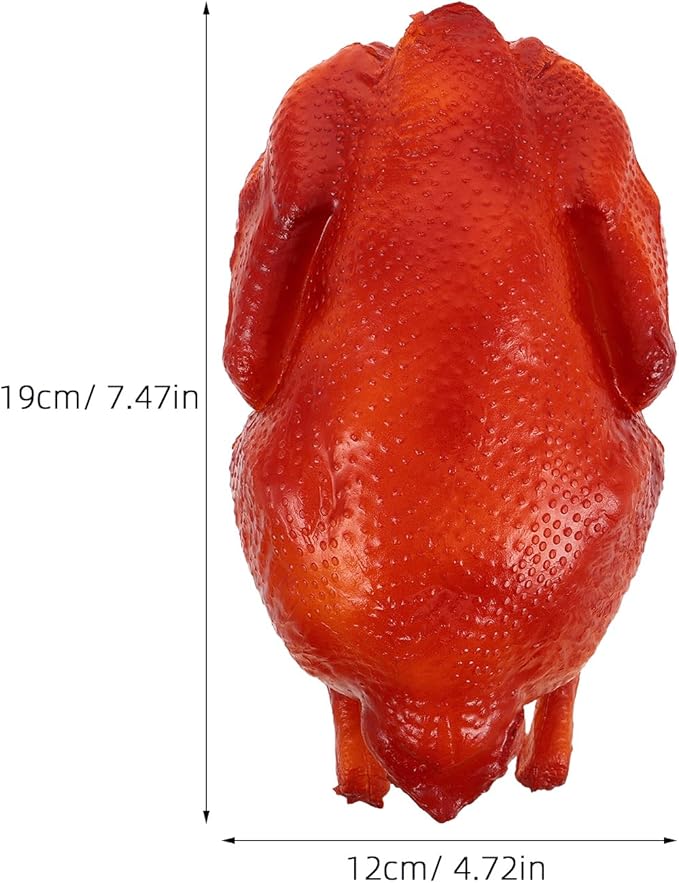 LOGOFUN Realistic Roast Chicken Model Artificial Cooked Turkey Prop Faux Fried Ornament for Thanksgiving Kitchen Display Food Simulation Decoration