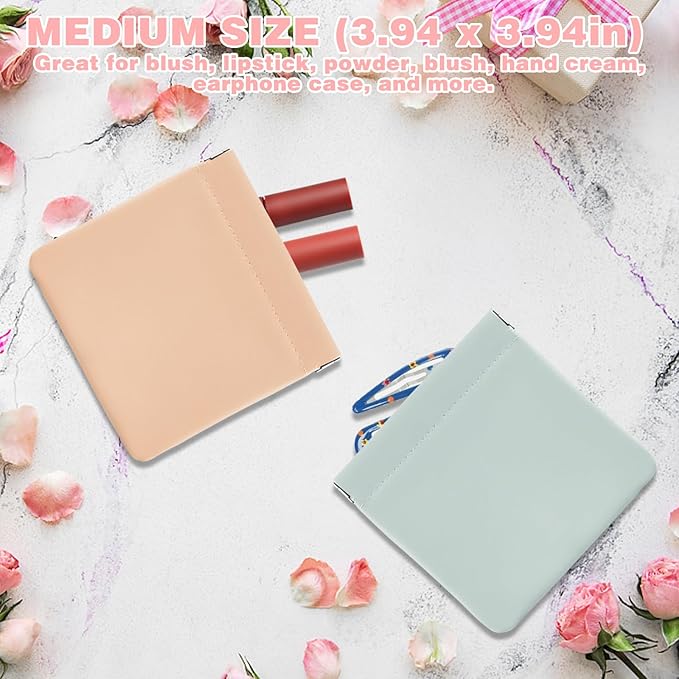 6Pcs Small Makeup Bag Cosmetic Pouch, 3size Mini Makeup Pouch Portable Purse Pouches, Self-closing Pouches Waterproof Cosmetic Bag for Cosmetics Jewelry Headphones (6 Colors)