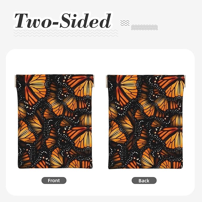 Coin Purse Orange Monarch Butterflies Leather Squeeze Coin Purse Mini Pouch Change Wallet Bag Gifts for Women Kids Girls Key Holder