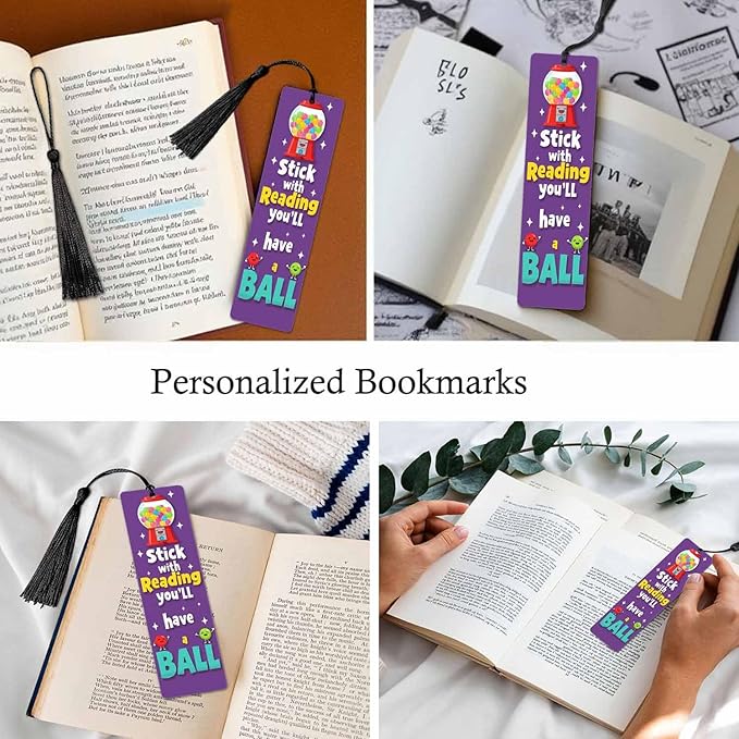 Game Console Bookmarks 5 Pcs with Tassels Colored Balls Purple Wooden Bookmarks for Reading Women Students Teacher Reader