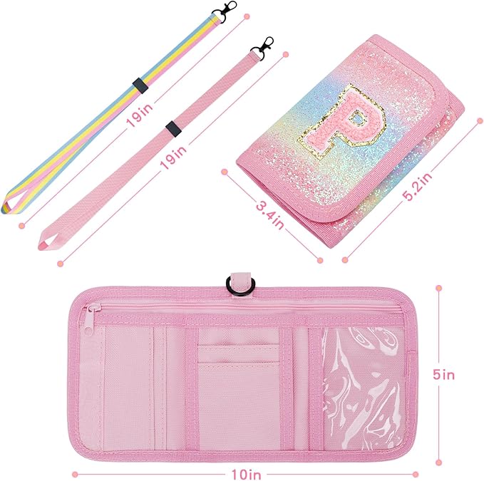 Christmas Gifts for Girls 3 4 5 6 7 8 9 10 11 12 Years Old Kids Wallet Cute Initial Coin Purse Toddler Wallet with Magic Sticker (Shiny Rainbow, P)