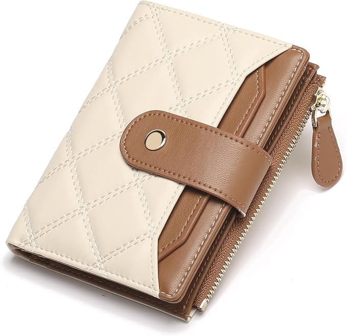 SENDEFN Small Wallet for Woman Leather RFID Blocking Bifold Zipper Pocket Credit Card Holder