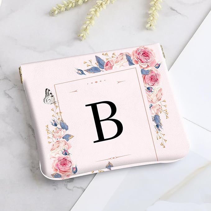 2Pcs Initial Letter PU Leather Small Squeeze Coin Purse Pouch Mini coin Bag Unique And Cute Wallet Cosmetic Bags For Women Girls Men Change Bag Letter B