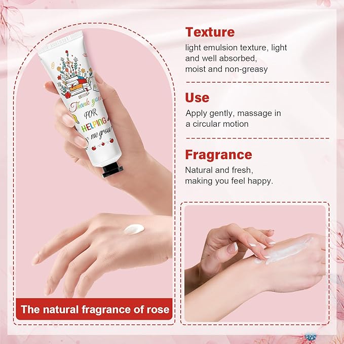 50 Pcs Hand Cream Gifts Bulk Teacher Appreciation Gifts Include Organza Bags Thank You Tags Inspirational for Women Girls Travel, Party Moisturizing Hand Lotion Gift