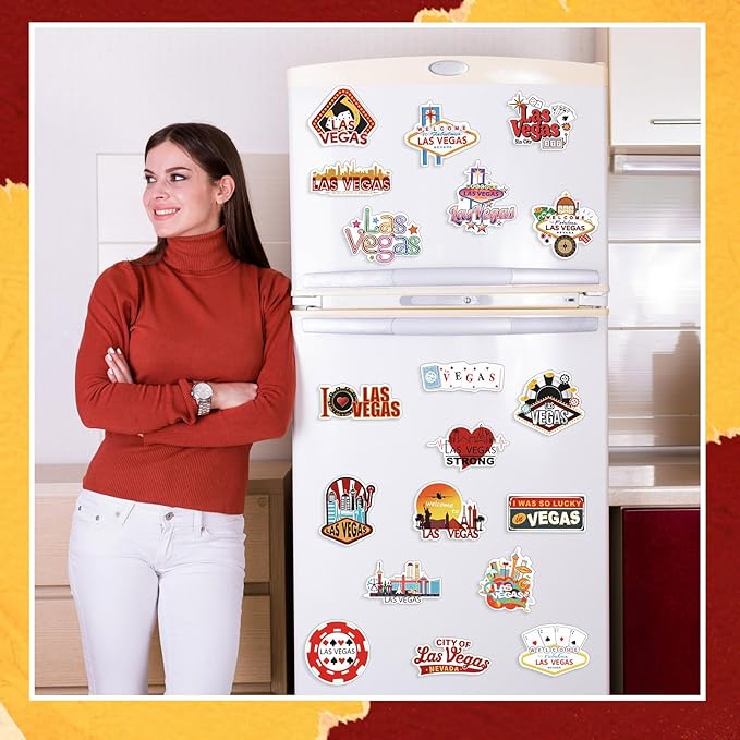Konohan 30 Pcs Las Vegas Souvenirs Gifts Las Vegas Magnet for Refrigerator City Magnetic Refrigerator Stickers for Home Decoration