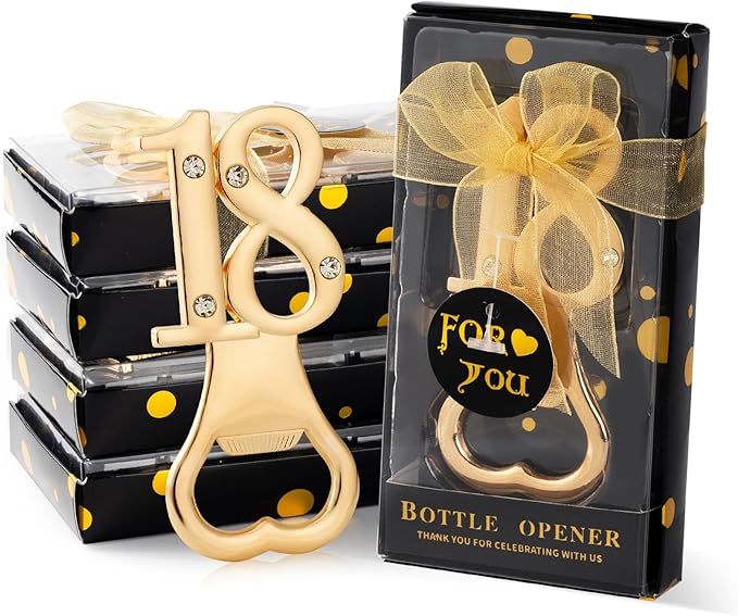 24 Packs of 18th Party Favors Bottle Openers for Birthday Anniversary and Wedding Guests Perfect Souvenirs with Gift Boxes and Decorations for Adults