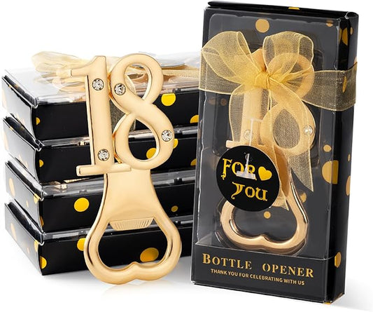 24 Packs of 18th Party Favors Bottle Openers for Birthday Anniversary and Wedding Guests Perfect Souvenirs with Gift Boxes and Decorations for Adults