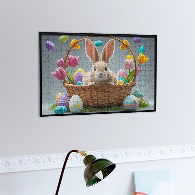 Wooden Puzzle - Easter Tulips Bunny Jigsaw Puzzles，Wooden Puzzles for Adults 300 Pieces Challenge Puzzles，Educational Games，Family Puzzles，Unique Gifts for Wall Art,Funnny Puzzles