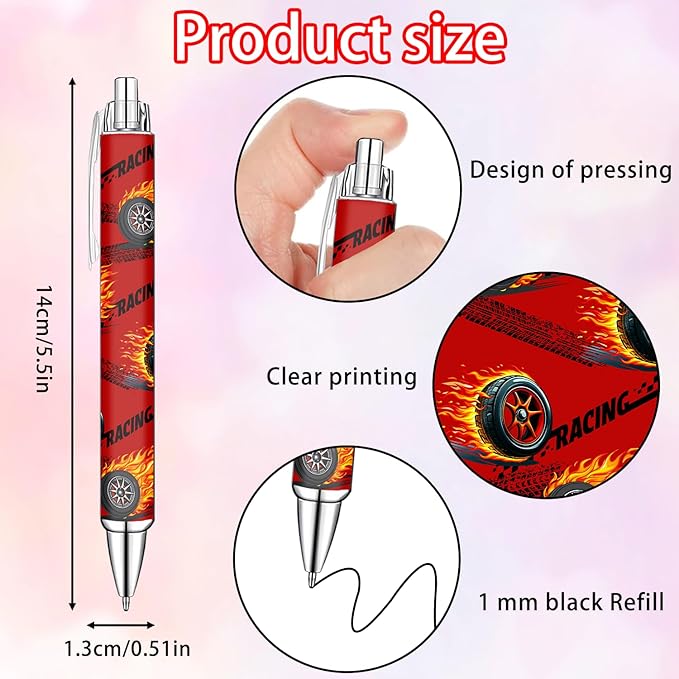 Racing Car Ballpoint Pens Set – Speed-Inspired Writing Pens with Smooth Black Ink – Fun Race Car Theme for Students, Car Lovers,Everyday Writing – School,Office, Party Favors, and Gift Ideas, 10 Pack