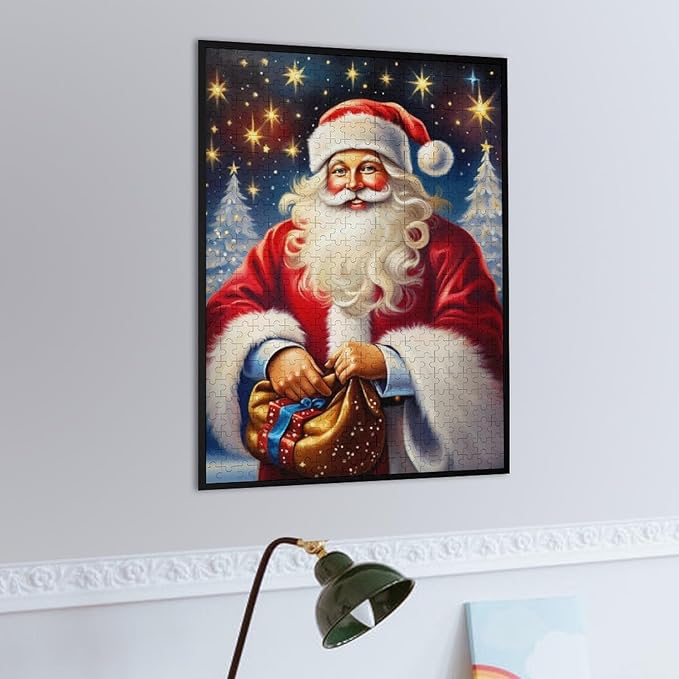 Puzzles for Adults 500 Pieces Wooden Jigsaw Puzzle - Santa Carrying Presents Theme Puzzle，Party Games，Family Toys，Educational Puzzles，Stress Relief Wooden Puzzle，Gifts for Family and Friends