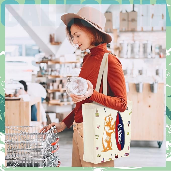 Large Canvas Tote Bags Decorative Themed City Souvenir Gift Bags with Handle Shopping Basket Reusable
