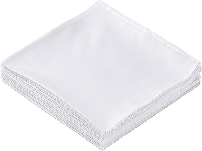 Premium Cotton Blend Handkerchiefs - Super Absorbent, Wrinkle Resistant for Sweat, Tears & Oil，Gentle on Skin,16 inch