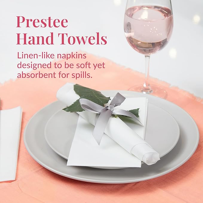 Prestee 50-Pack Paper Towels - 7.8 x 4.25 Inch Soft Linen Feel Paper Napkins - Durable and Absorbent Hand Towels for Bathroom - Disposable Table Napkins for Weddings, Dinners, Christmas, Thanksgiving