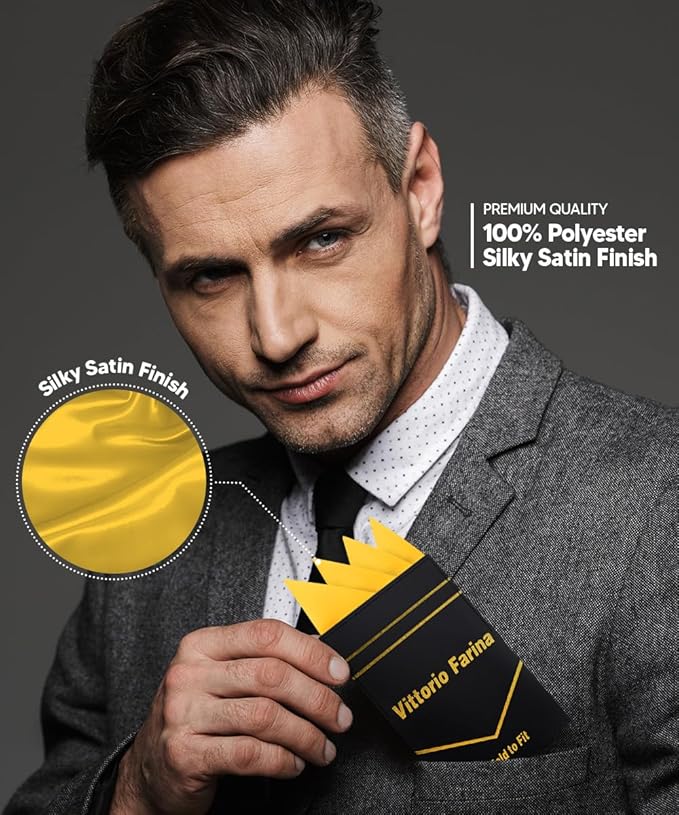 Premium Pre-Folded Four-Point Suit Pocket Square for Men with Sewn Pocket Fold