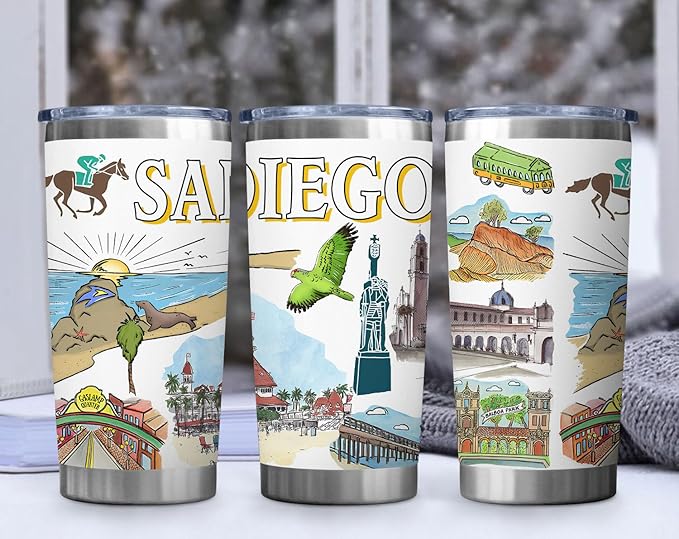 City Tumbler for City Lover,20oz Double Wall Vacuum Insulated Stainless Steel Coffee Cups (San diego)
