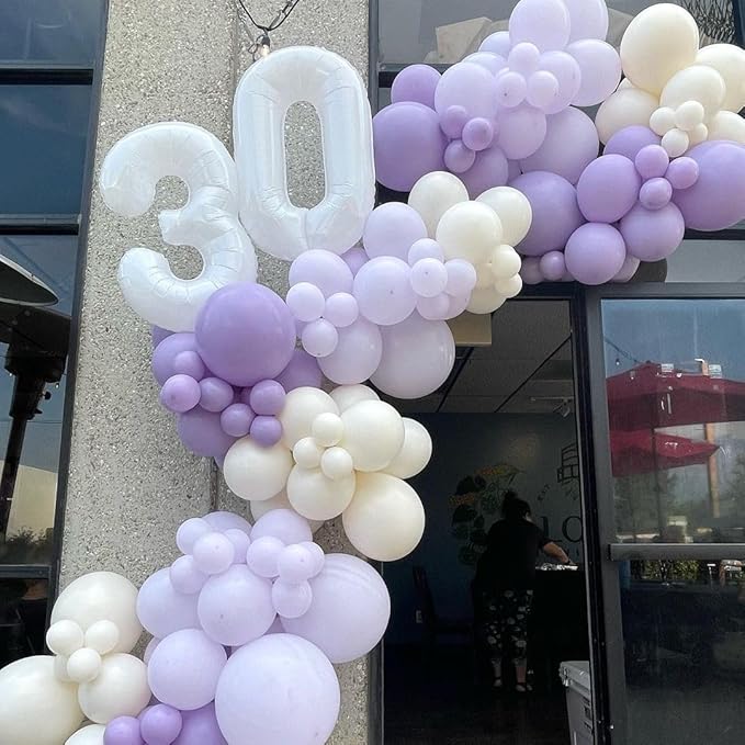 Bezente Pastel Purple Latex Party Balloons - 30 Pack 18 inch Round Helium Pale Lavender Light Purple Lilac Balloons for Bridal Shower Gender Reveal Wedding Party Decorations