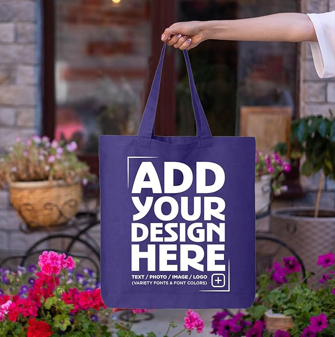 shop4ever Personalized Custom Design Your Own Eco Cotton Tote Reusable Shopping Bag Customizable Gift