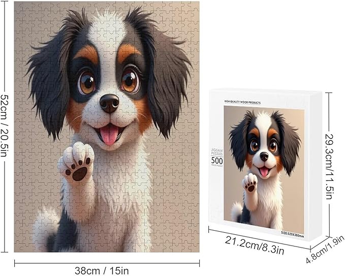 Jigsaw Puzzles for Adults 500 Piece - Cavalier King Charles Spaniel Wooden Puzzles, Educational Games，Challenge Puzzles Puzzle Games, Stress Relief Games