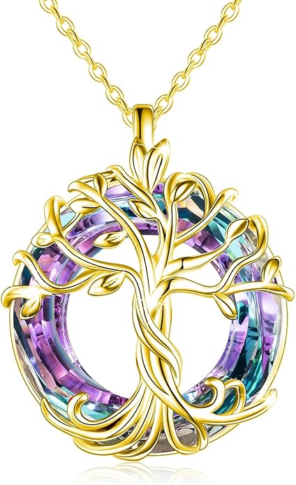TOUPOP Tree of Life Necklace 925 Sterling Silver Family Tree Pendant Austrian Crystal Jewelry Valentines Day Birthday Gifts for Women Mom Wife Her