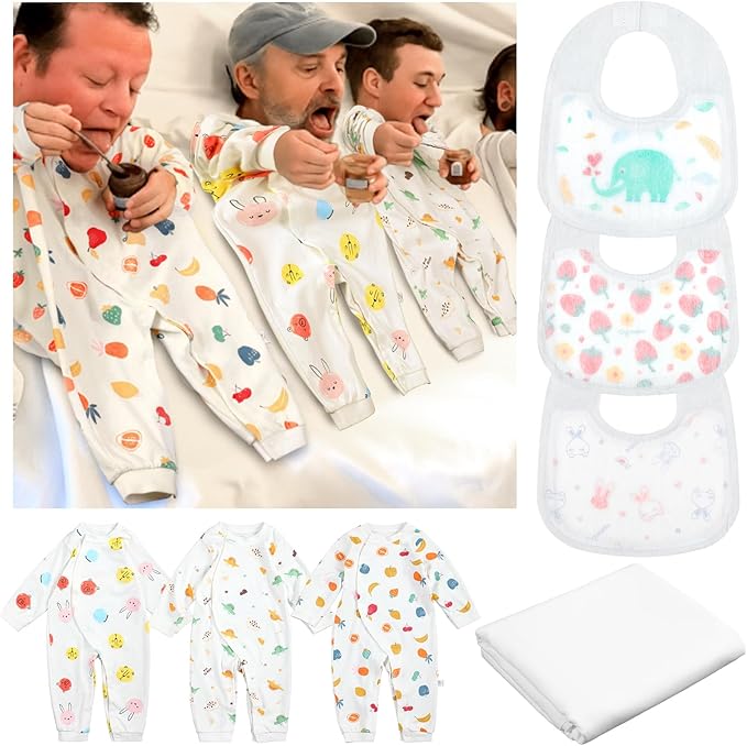 7 Pcs Baby Shower Games Feed Me Baby Shower Games Decor Include 3 Funny Blind Feeding Costume 3 Bib 1 Bed Sheet for Gender Reveal Party Supplies Bridal Party Favors for Gender Reveal Game Decor