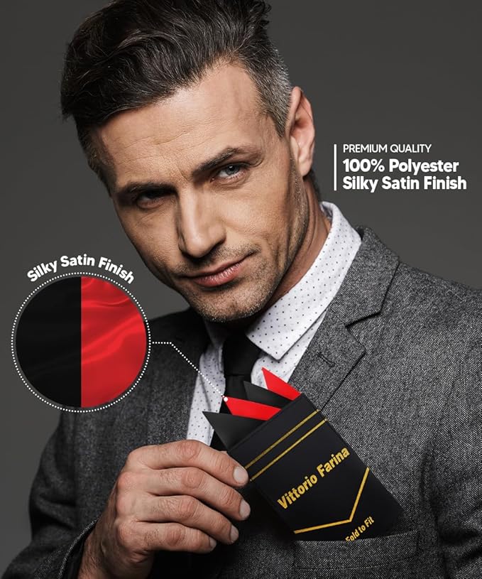 Premium Pre-Folded Four-Point Suit Pocket Square for Men with Sewn Pocket Fold