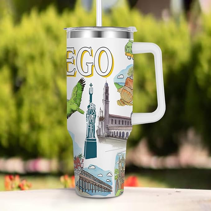 City Tumbler 40oz,Stainless Steel Water Bottle for Hot & Cold Beverages-City Gift Idea (San diego)