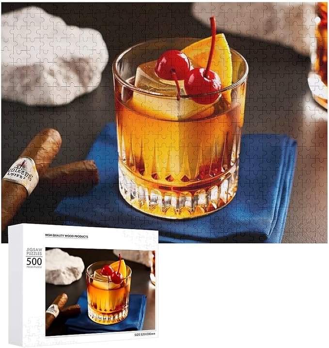 Old Fashioned Cocktail - 500 Piece Jigsaw Puzzles for Adults，Stress Relieving Game Props Positive Thinking Puzzles Party Entertainment Puzzles for Adults and Teens Toy